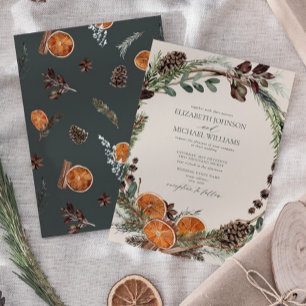 Invitación Elegante Boho oscuro Citrus Greenery Boda de Invie
