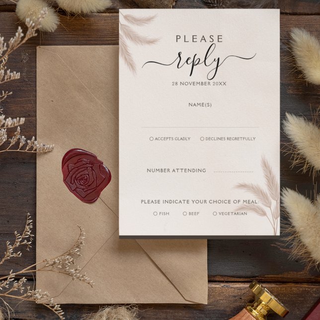 Invitación Elegante Boho Pampas Boda moderna RSVP (Subido por el creador)