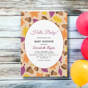 Invitación Elegante Boho Purple Fall Floral Baby Shower