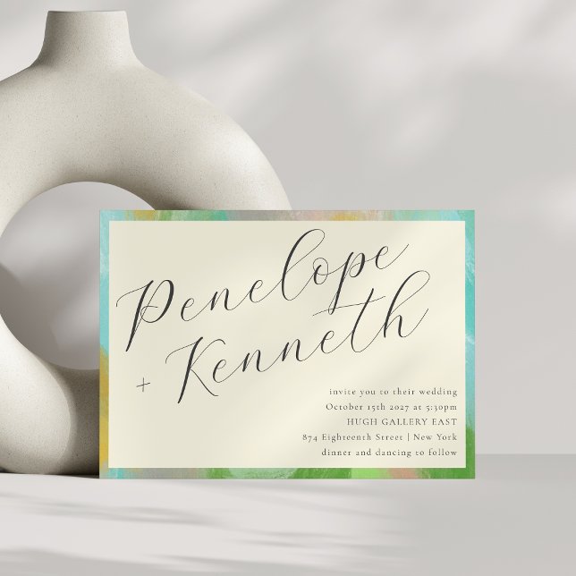 Invitación Elegante Boho Resumen Boda Pastel de acuarela (Subido por el creador)