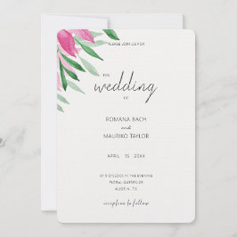 Invitación Elegante Boho Rosa Floral Watercolor Art