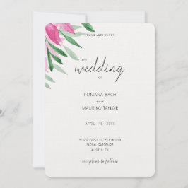 Invitación Elegante Boho Rosa Floral Watercolor Art
