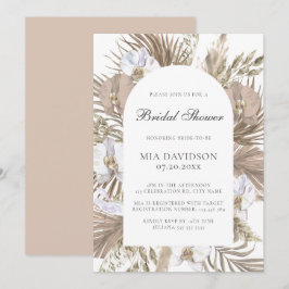Invitación Elegante Boho Rosa Pampas Floral Arch Bridal Showe