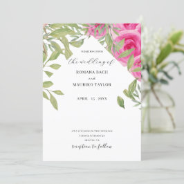Invitación Elegante Boho Rosa Rosa Rosa Art Watercolor Art