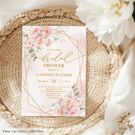 Invitación Elegante Boho Rubor Gold Floral Bridal Shower