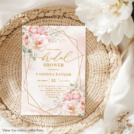 Invitación Elegante Boho Rubor Gold Frame Bridal Shower