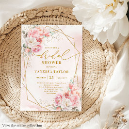 Invitación Elegante Boho Rubor Gold Frame Bridal Shower