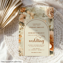 Invitación Elegante Boho Terracota Marfil Floral Sagrado Boda