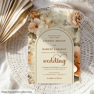 Invitación Elegante Boho Terracota Marfil Floral Sagrado Boda