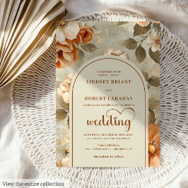 Invitación Elegante Boho Terracota Marfil Floral Sagrado Boda
