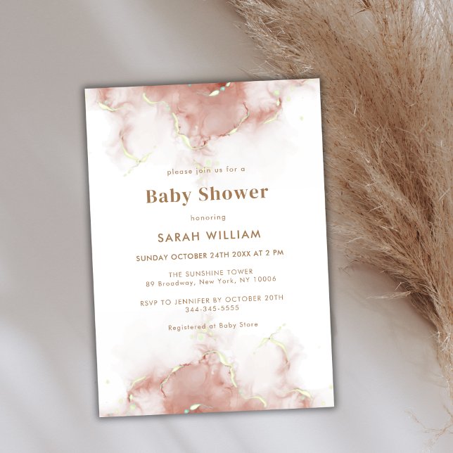 Invitación Elegante Boho Terracotta Agate Gold Baby Shower (Elegant Boho Terracotta Agate Gold Baby Shower Invitation)