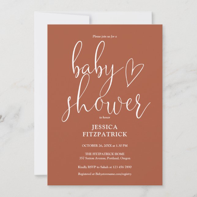 Invitación Elegante Boho Terracotta Género Neutral Baby Showe (Anverso)