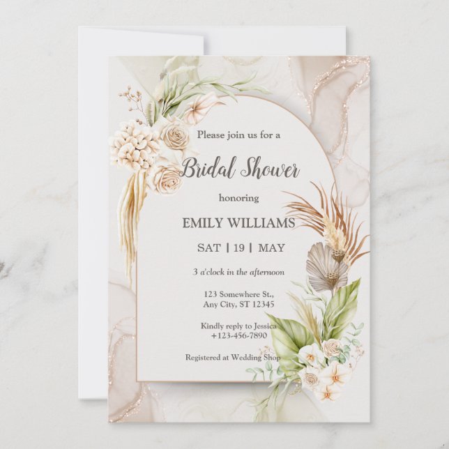 Invitación Elegante Boho Tropical Fiesta de Despedida de Solt (Anverso)