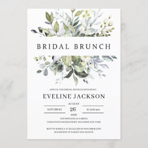 Invitación Elegante boho verde follaje brunch de novia