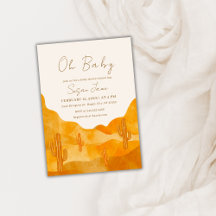 Elegante Boho Watercolor Desert Cactus Baby Shower