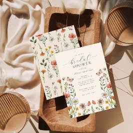 Invitación Elegante Boho Watercolor Flor silvestre Ducha nupc
