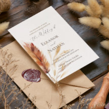 Elegante Boho Watercolor Pampas Fall Wedding