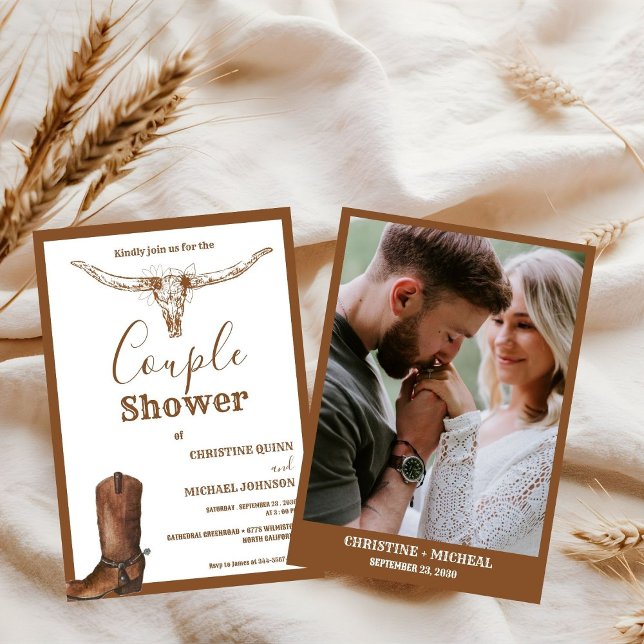 Invitación Elegante Boho Western Cowboy Couple Show (Subido por el creador)