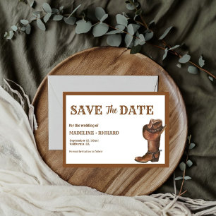 Invitación Elegante Boho Western Cowboy Wedding Salva la fech