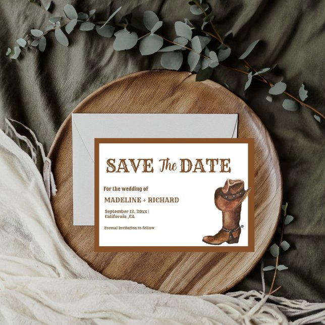 Invitación Elegante Boho Western Cowboy Wedding Salva la fech (Subido por el creador)