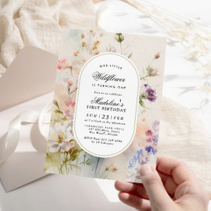 Invitación Elegante Boho Wildflower Baby Primer cumpleaños