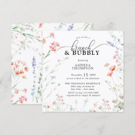 Invitación Elegante Boho Wildflower Brunch Bubbly