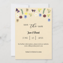 Elegante Boho Wildflower Eggshell Save-The Date
