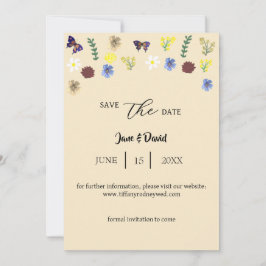 Invitación Elegante Boho Wildflower Eggshell Save-The Date