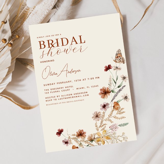 Invitación Elegante Boho Wildflower Meadow Bridal Shower (Subido por el creador)