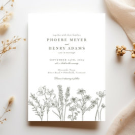 Invitación Elegante Boho Wildflower Olive Green Boda