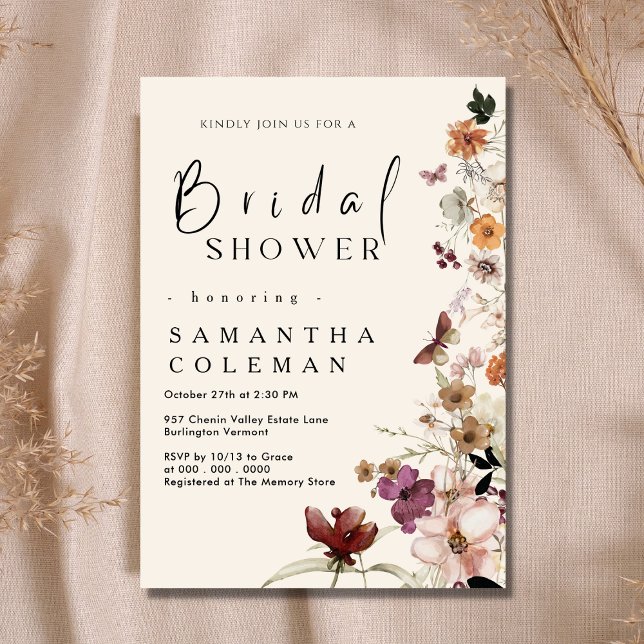 Invitación Elegante Boho Wildflower Rubor Pastel Bridal Showe (Subido por el creador)