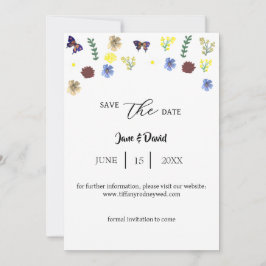Invitación Elegante Boho Wildflower White Save-The Date