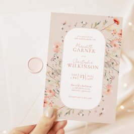 Invitación Elegante Boho Wildflowers Boda Rosa