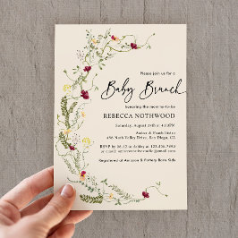 Invitación Elegante Boho Wildflowers Wreath Baby Brunch