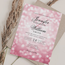 Invitación Elegante Bokeh de bodas ilumina romántico Rubor ro