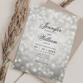 Invitación Elegante Bokeh de Bokeh Luces Románticas Plata