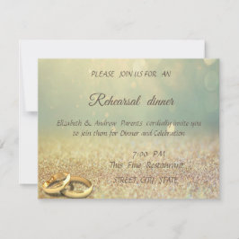 Invitación Elegante Bokeh de brillo, Anillos Cena de ensayo d
