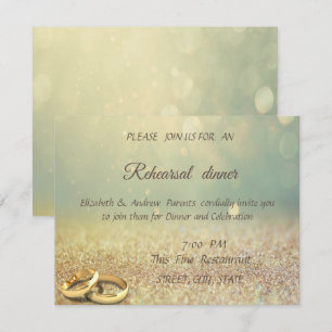 Invitación Elegante Bokeh de brillo, Anillos Cena de ensayo d