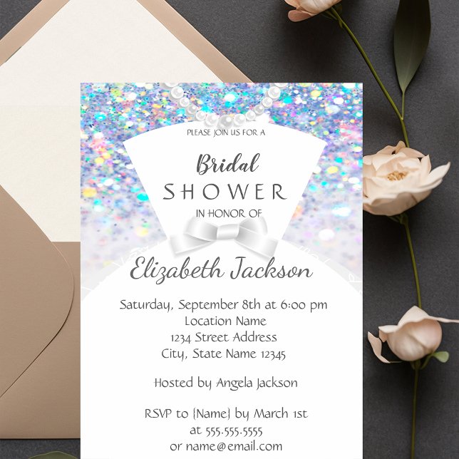 Invitación Elegante Bokeh de Moda, ducha de novia con vestido (Subido por el creador)