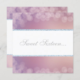 INVITACIÓN ELEGANTE BOKEH LILAC PURPURINA BLANCO DULCE 16