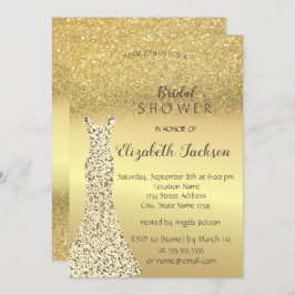 Invitación Elegante Bokeh Purpurina de oro , Ducha de novia d