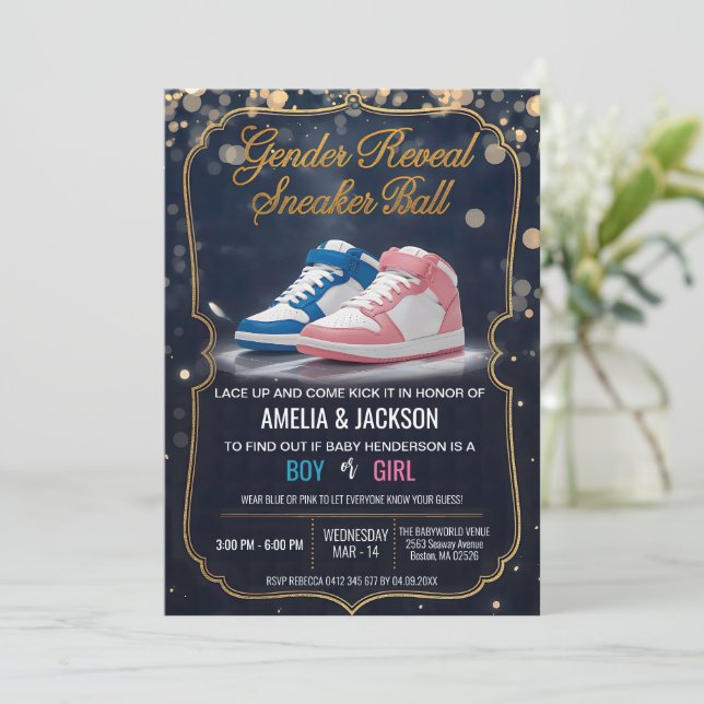 Invitación Elegante bollería de zapatos deportivos: Celebraci (Anverso de pie)