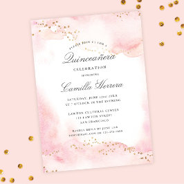 Invitación Elegante Bonito Oro Rosa Quinceañera Cumpleaños