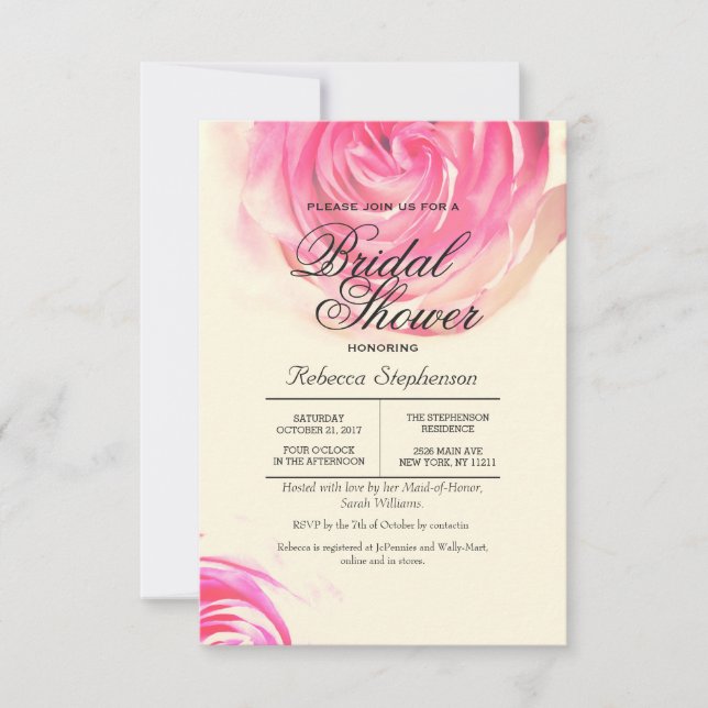 Invitación Elegante Bonito Rosa (Anverso)