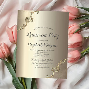 Invitación Elegante borde retro de oro para jubilación