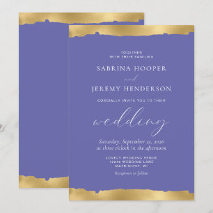 Invitación Elegante Borde Tornado de Oro Muy Peri Boda