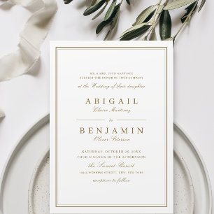 Invitación Elegante bordea el boda minimalista de clase dorad