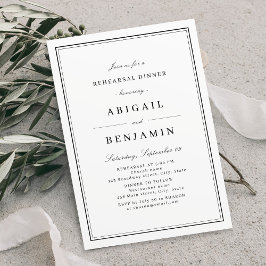 Invitación Elegante bordea el oro cena de ensayo minimalista