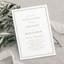 Invitación Elegante bordea el oro cena de ensayo minimalista