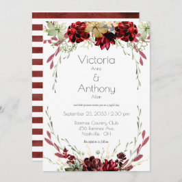 Invitación Elegante Borgoña Marsala Suculenta Boda